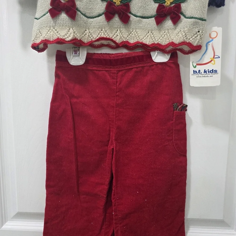 Vintage B.T. Kids Girls Sweater & Pants Set Holiday Size 3T